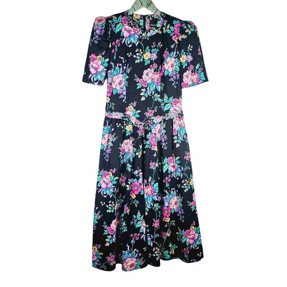 Positive Attitude Dresses & Skirts - Vintage Positive Attitude 1980's Bold Floral Grunge Alt Basque Body Dress, 5/6